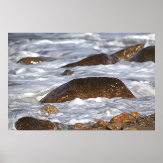 Affiche Rochers et Vagues dans le Rhode Island (Devant)