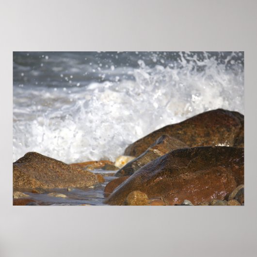 Affiche Rochers et Vagues dans le Rhode Island (Devant)