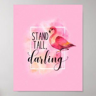 Affiche rose chérie grande de citation de Flamant