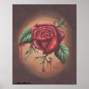 Affiche rose de saignée de fleur d'art d'affiche