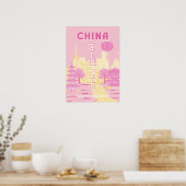 Affiche rose de voyage à Shanghai Chine (Cuisine)