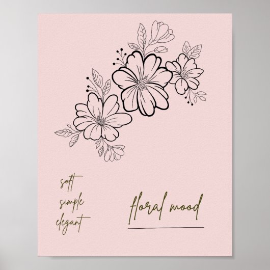 Affiche Rose Élégante Fleurie Simple Douce (Devant)