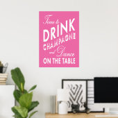 Affiche Rose pour Boire du Champagne (Bureau à domicile)