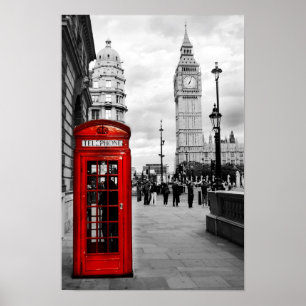 Affiche rouge de paysage de Big Ben Londres de
