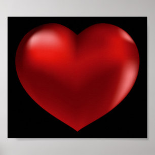 affiche rouge du coeur 3D