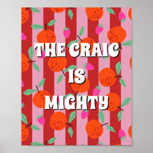 Affiche rouge et rose irlandais Le craic est puiss