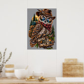 Affiche rustique de randonnée de hibou sage et sau (Cuisine)