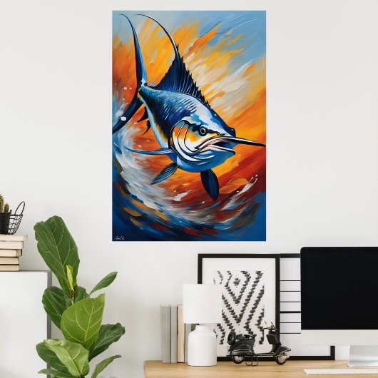 Affiche | Sailfish | Style de peinture à l'huile (Bureau à domicile)