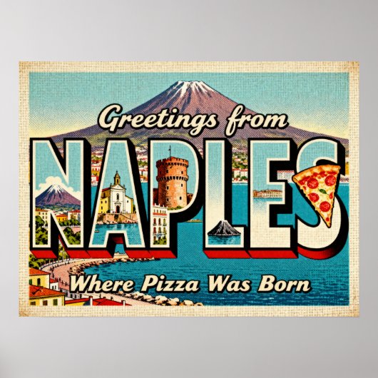 Affiche Salutations Vintage de Naples (Devant)
