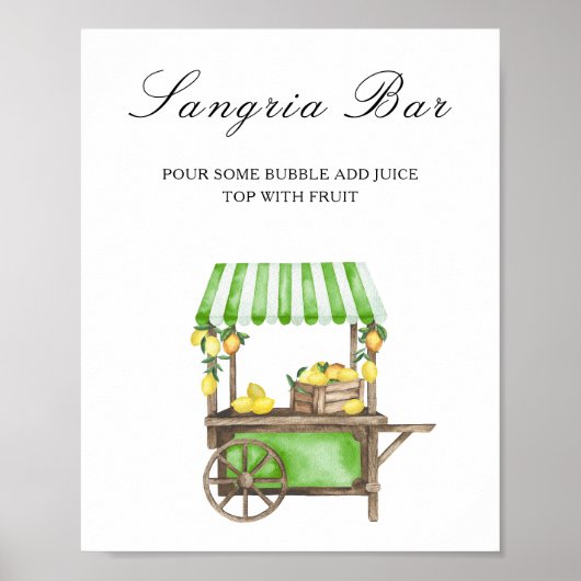 Affiche sangria bar - citron d'agrumes à l'aquarel (Devant)