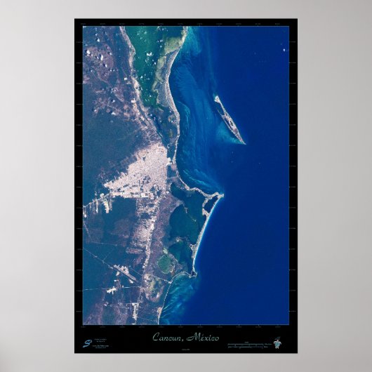 Affiche satellite de Cancun, Mexique (Devant)