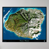 Affiche satellite de Kauai, Hawaï (Devant)