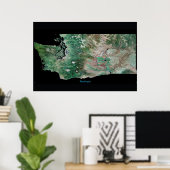 Affiche satellite de l'État de Washington (Bureau à domicile)