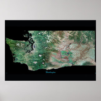 Affiche satellite de l'État de Washington