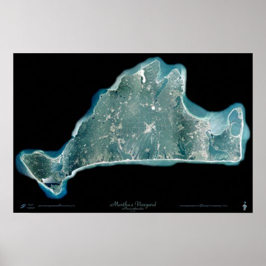 Affiche satellite de Marthas Vineyard Massachusett (Devant)