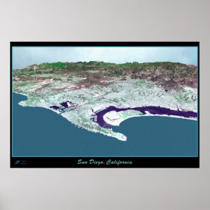 Affiche satellite de San Diego, Californie