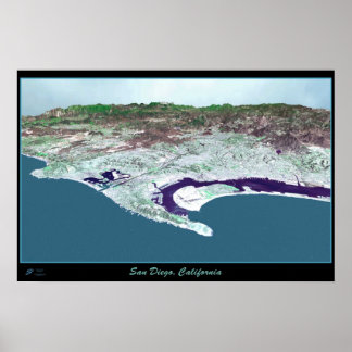 Affiche satellite de San Diego, Californie
