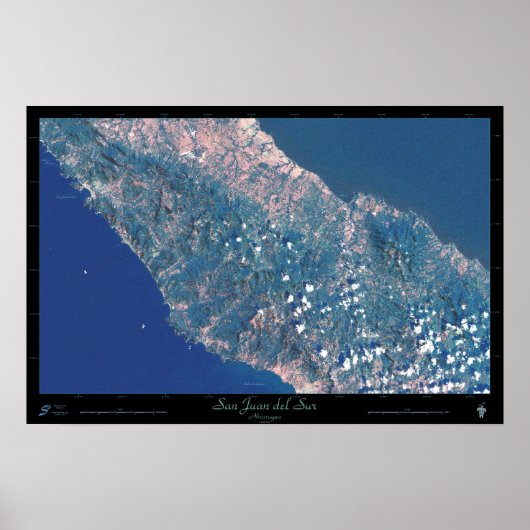 Affiche satellite de San Juan del Sur, Nicaragua (Devant)