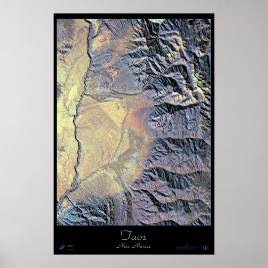 Affiche satellite de Taos, Nouveau-Mexique (Devant)