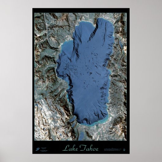 Affiche satellite du lac Tahoe Californie/Nevada (Devant)
