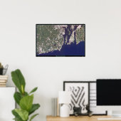 Affiche satellite du littoral de Rhode Island (Bureau à domicile)