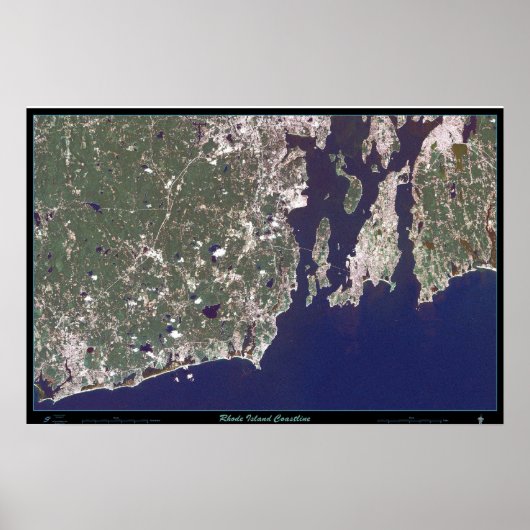 Affiche satellite du littoral de Rhode Island (Devant)