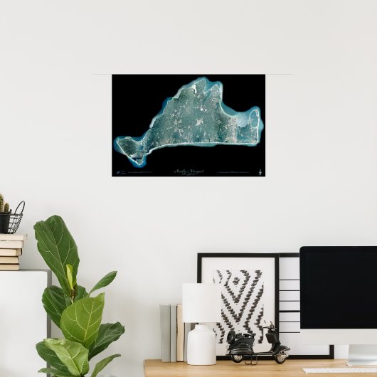 Affiche satellite Marthas Vineyard Massachusetts (Bureau à domicile)