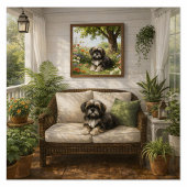Affiche Shih Tzu dans le jardin