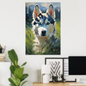 Affiche | Sibérie Husky Puppy | Style de peinture  (Bureau à domicile)