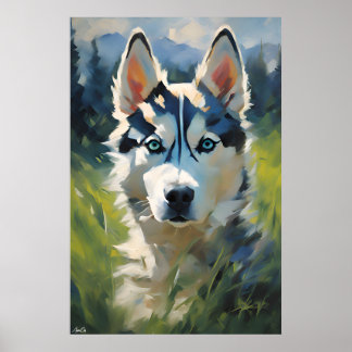 Affiche | Sibérie Husky Puppy | Style de peinture