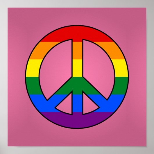 Affiche signe de paix drapeau LGBT (Devant)