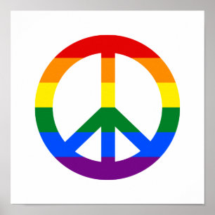 Affiche signe de paix drapeau LGBT