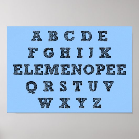Affiche Signe Drôle de l'Alphabet Elemenopee (Devant)