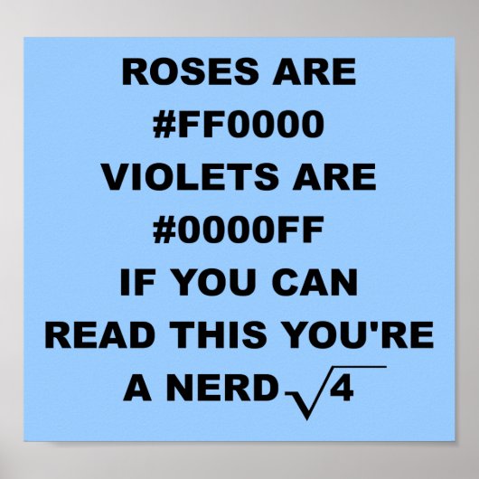 Affiche Signe Poésie Drôle Nerd Geek (Devant)