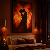 Affiche Silhouette Ardente d'un Couple Romantique