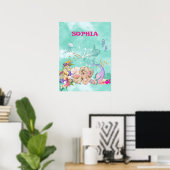 Affiche Sirène Cheveux Clair Rose Étoile de Mer Mi (Bureau à domicile)