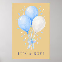Affiche Soft Champagne C'est un Garçon Ballons Ble