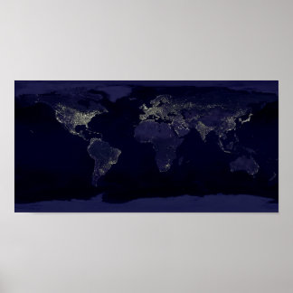Affiche spatiale Earth Night Lights