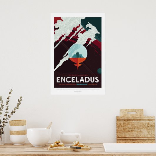 Affiche spatiale futuriste - Saturn’s Moon Encelad (Cuisine)