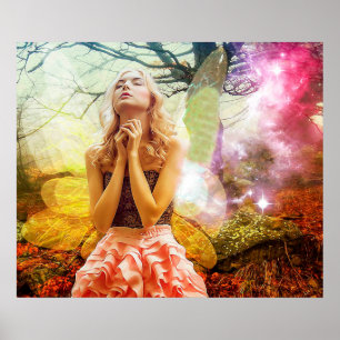 Affiche spirituelle mystique de prière de fille