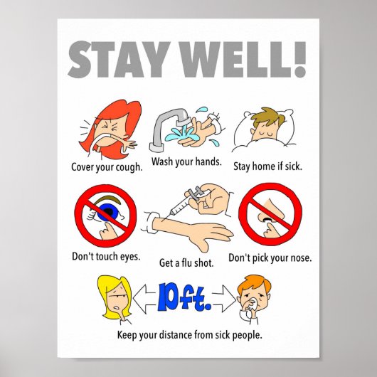 Affiche STAY WELL de 8,5 po x 11 po (Devant)