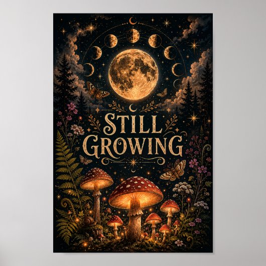 Affiche Still Growing | Art mural champignon céles (Devant)