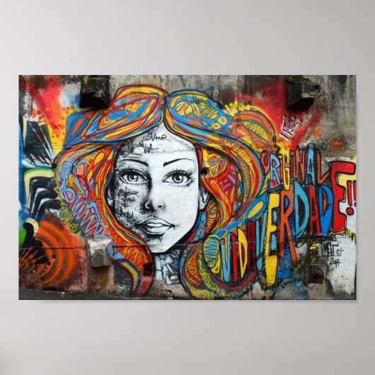 Affiche - Street Art Visage Fille (Devant)