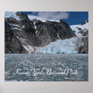 Affiche stupéfiante de fjords de Kenai de glacier