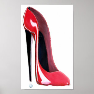 Affiche stylet rouge d'art de chaussure de talon