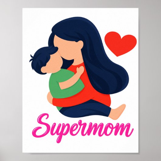 Affiche Supermaman Mère et Enfant Impression (Devant)