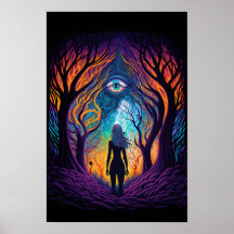 Affiche surréaliste de la forêt des yeux | Trippy 