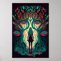 Affiche surréaliste de la forêt des yeux | Trippy 