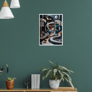 Affiche Surrealiste Montagnes Célestes Émeraude Te