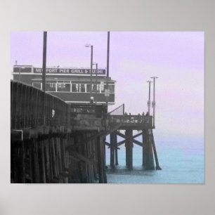 Affiche teintée de Newport Pier brumeux